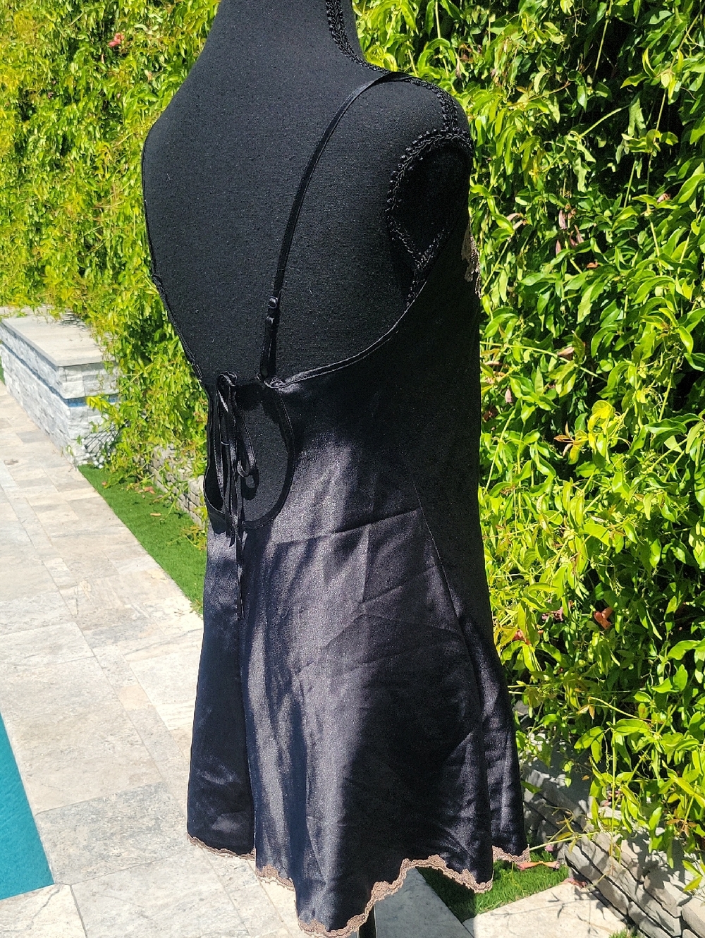 Victoria's Secret Black Slip Dress Lingerie With Lace Trim M - Picture 8 of 15